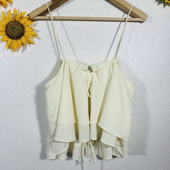 Free People Tropical Wave Cream Lace Back Crop Top Size Large Women’s - Picture 6 of 9